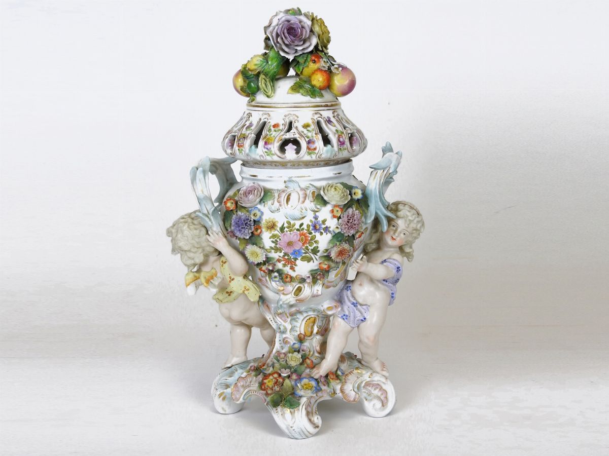 Vaso per Essenze Profumate in Porcellana Policroma