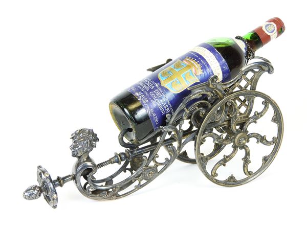 Silver-plated Cart Wine Bottle Holder and Pourer