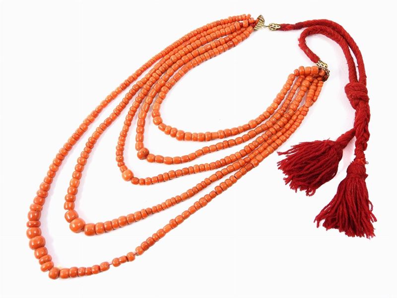 Collana Scalare di Corallo Rosso