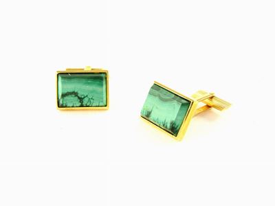 Gemelli in Oro Giallo e Malachite