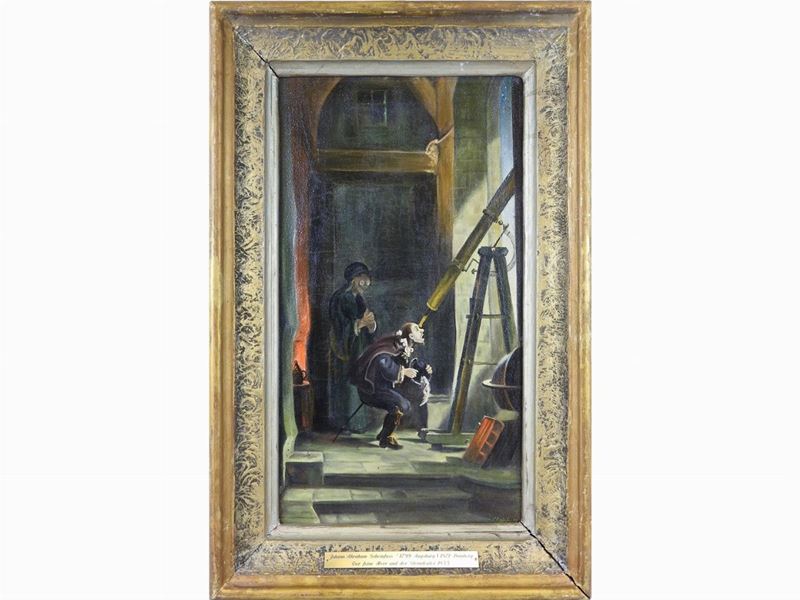Johann Abraham Scheinfuss - Veduta D'interno con Personaggi al Telescopio 1855