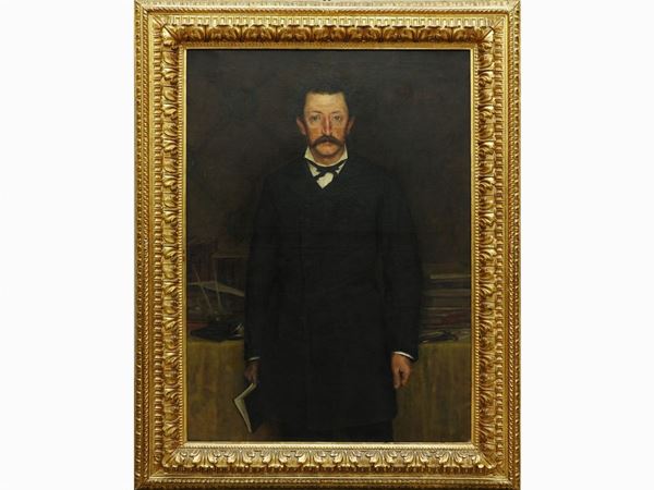 Eleuterio Pagliano attribuito - Ritratto di gentiluomo 1882