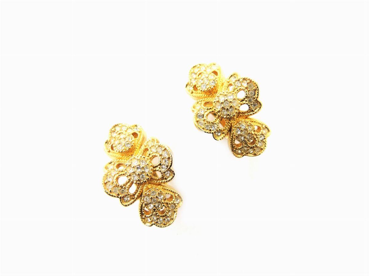 Parure Christian Dior in Metallo Dorato e Strass