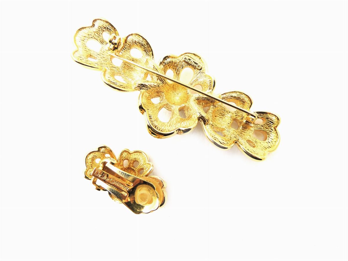Parure Christian Dior in Metallo Dorato e Strass