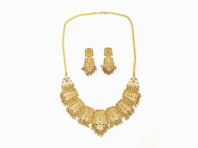Parure in Metallo Dorato e Strass