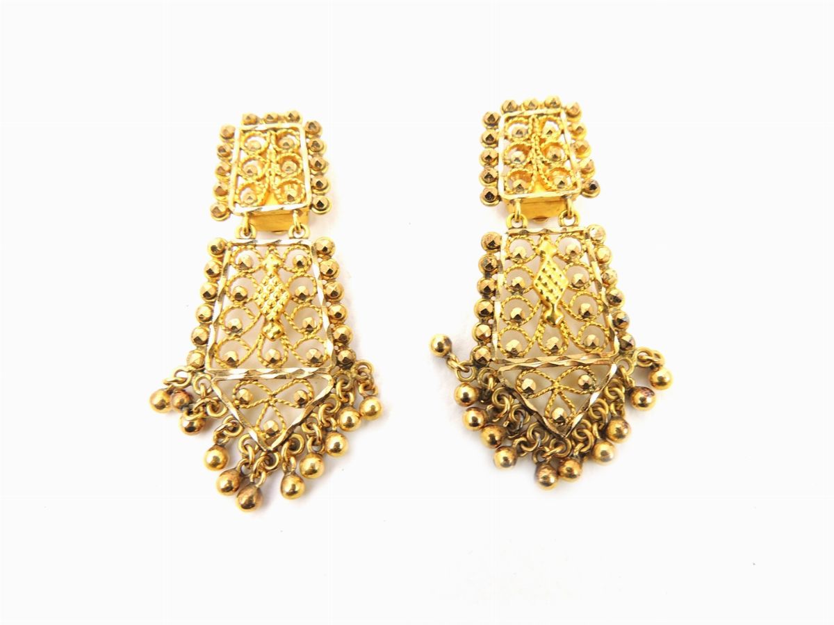 Parure in Metallo Dorato e Strass