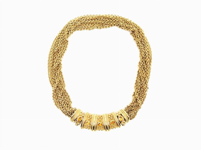 Collana Grosse in Metallo Dorato e Strass