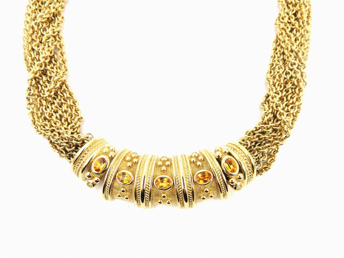 Collana Grosse in Metallo Dorato e Strass