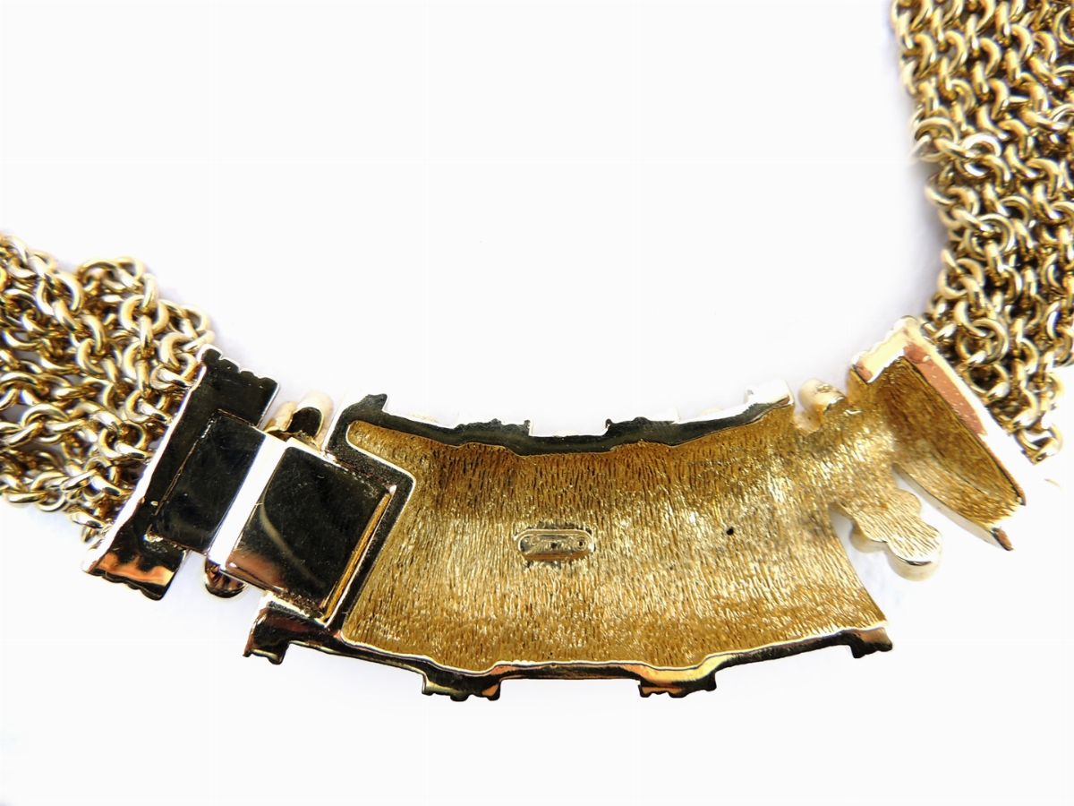 Collana Grosse in Metallo Dorato e Strass