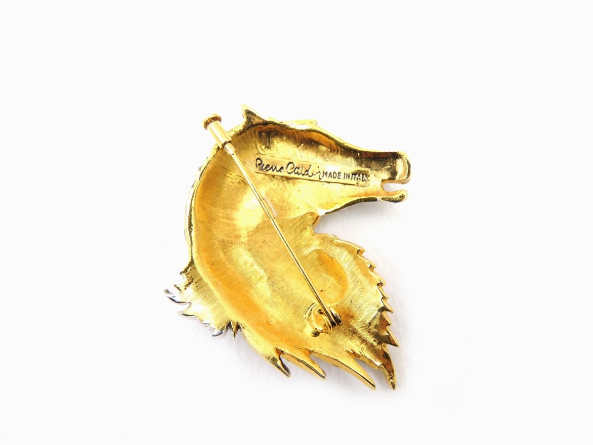 Spilla Pierre Cardin in Metallo Dorato, Smalto e Strass