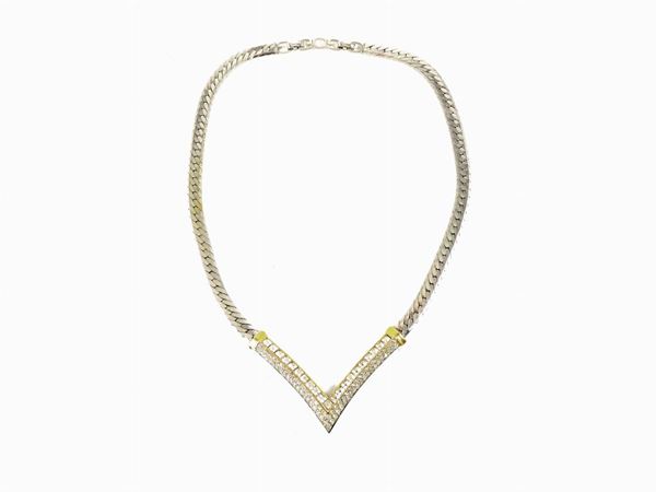Grosse Silvertone metal and rhinestones necklace