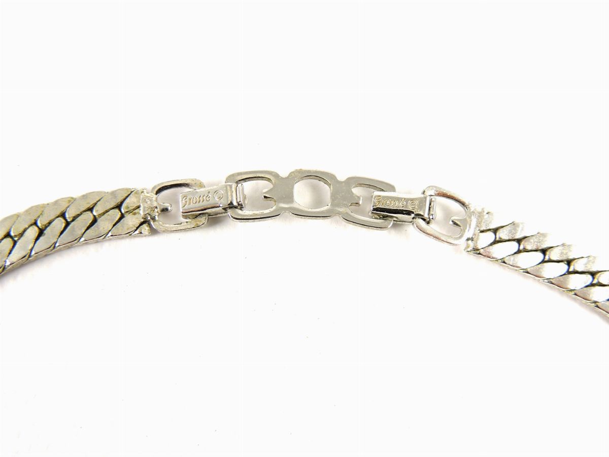 Collana Grosse in Metallo Argentato e Strass