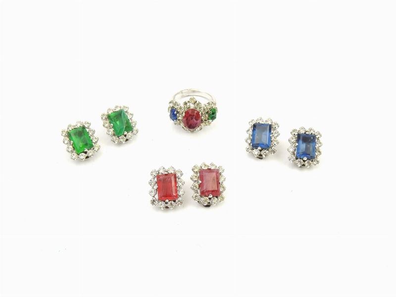 Parure Christian Dior in Metallo Argentato, Strass e Vetro