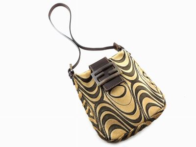 Borsetta a Mano Fendi in Cavallino Beige e Pelle Marrone