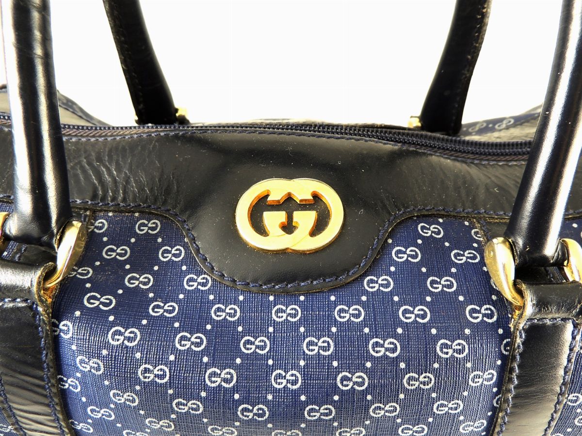 Borsa Bauletto Gucci in Tela Monogram Blu