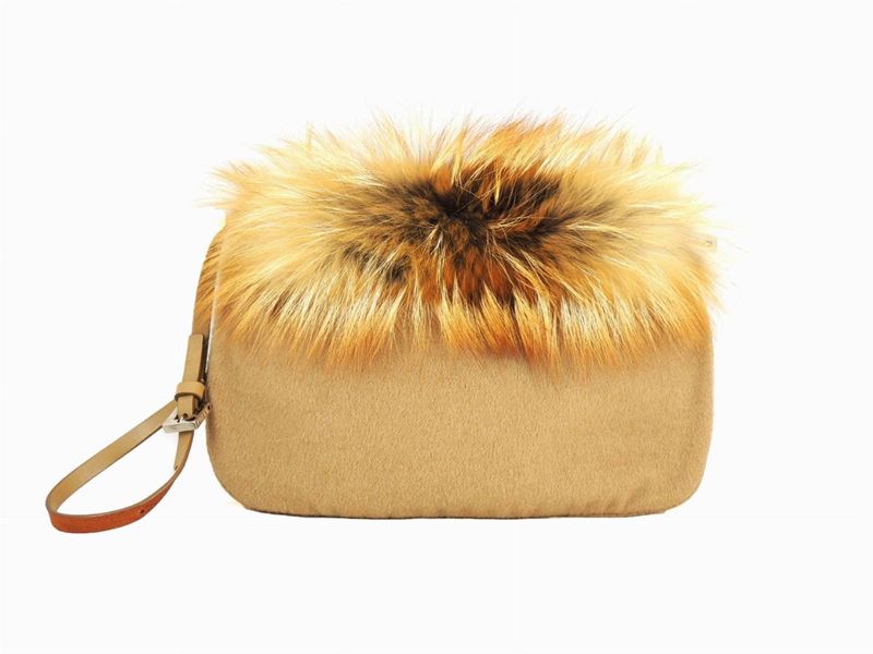 Borsa a Spalla Fendi in Cashmire e Pelliccia di Volpe