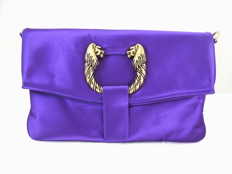 Borsa a Mano Bulgari in Seta Viola