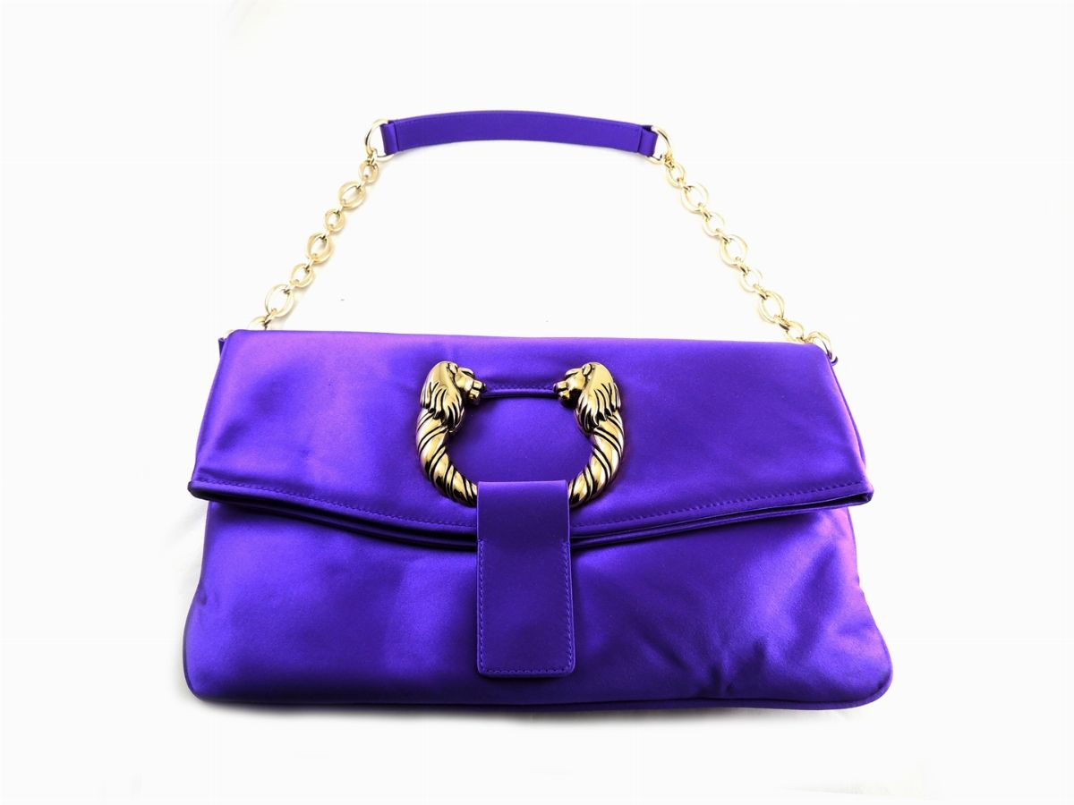 Borsa a Mano Bulgari in Seta Viola