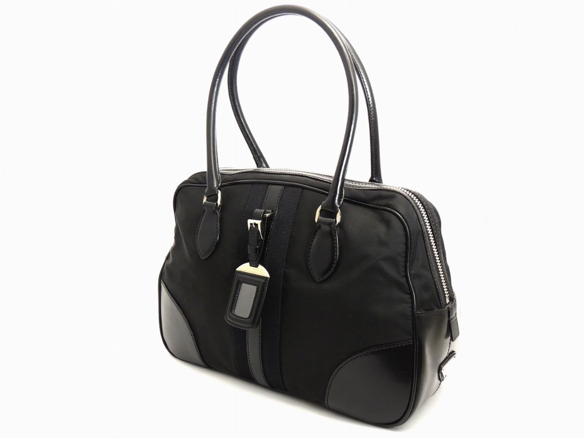 Borsa a Mano Prada in Tela e Pelle Nera