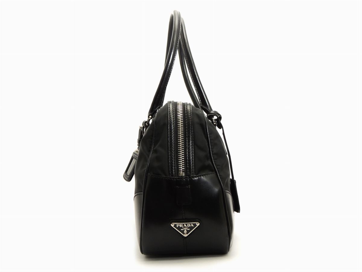 Borsa a Mano Prada in Tela e Pelle Nera