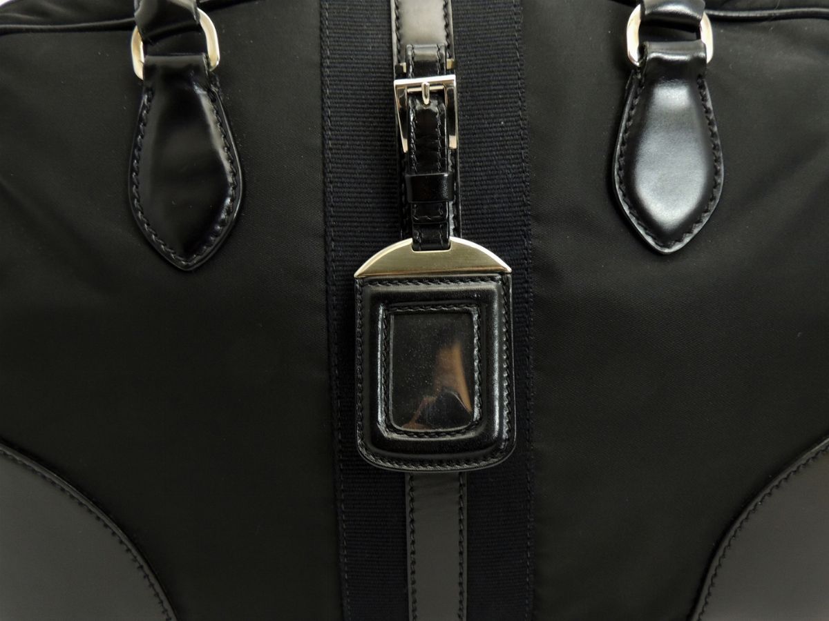 Borsa a Mano Prada in Tela e Pelle Nera