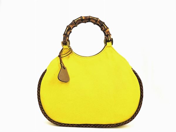 Gucci Bamboo yellow canvas handbag