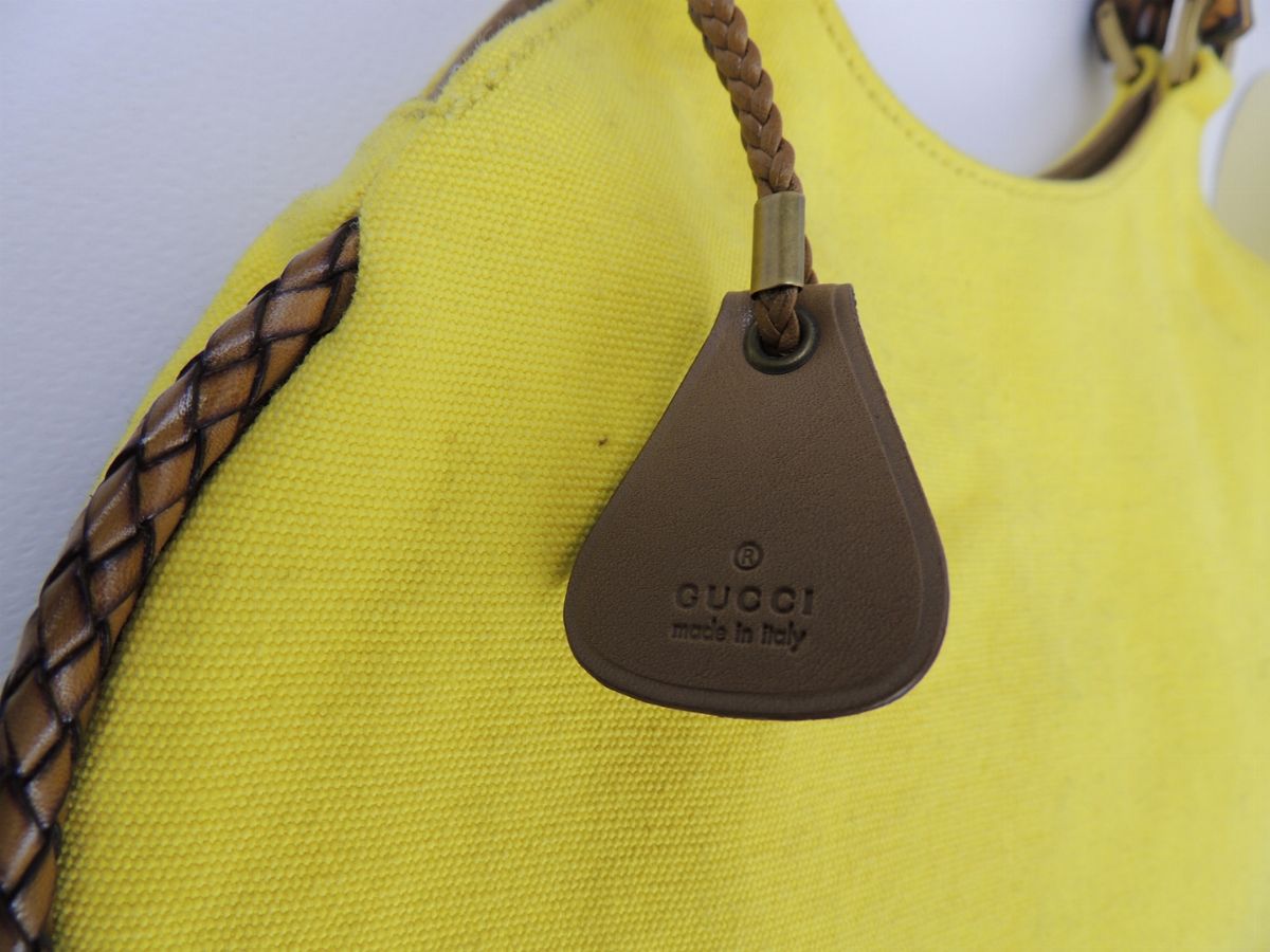 Borsa Gucci Bamboo a Mano in Tela Gialla