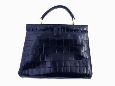 Borsa a Mano Gherardini in Coccodrillo Blu