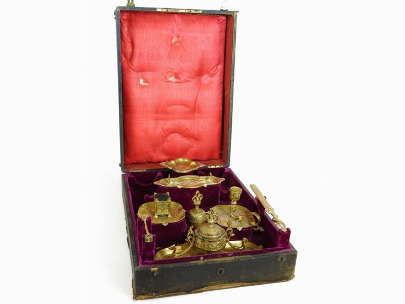 Set da Scrivania in Bronzo Dorato