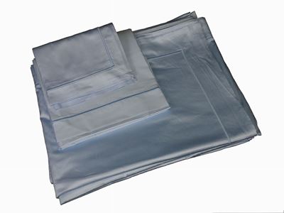 Set di Lenzuola in Raso di Cotone Azzurro