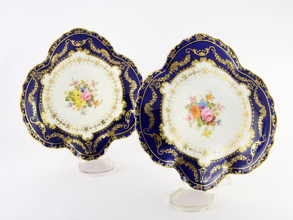 Pair of Painted Porcelain Oval Trays