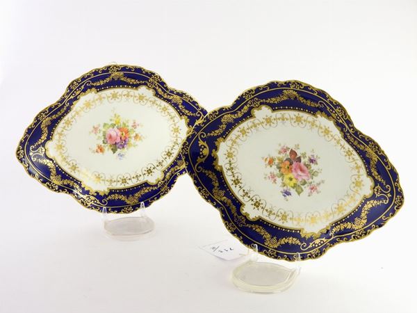 Pair of Painted Porcelain Oval Trays