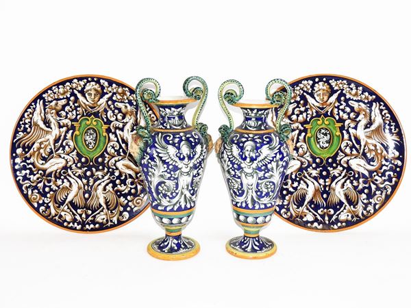 Pair of Glazed Terracotta Vases