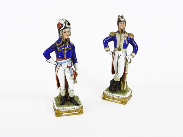 Pair of Painted Porcelain Napoleonic Military Figures