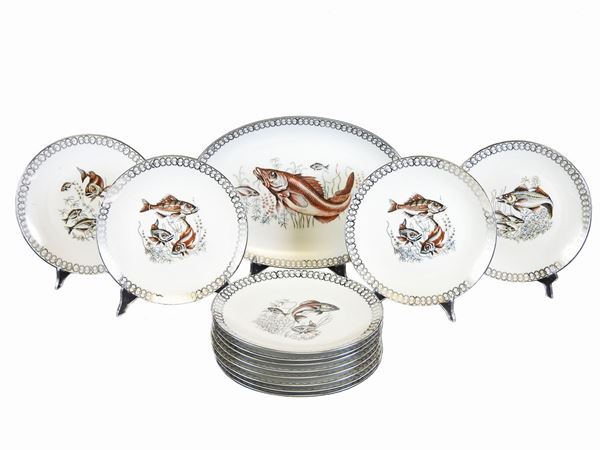 A Set of Twelve Painted Porcelain Fish Plates