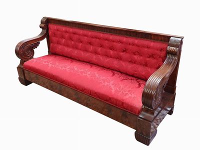 Divano in Mogano e Piuma di Mogano