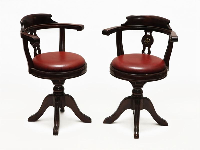 Coppia di Poltroncine a Pozzetto in Mogano