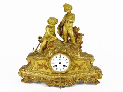 Orologio da Camino in Bronzo Dorato