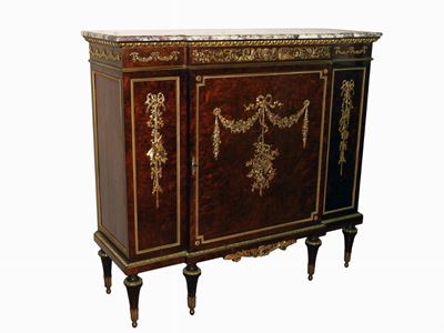 Credenza Impiallacciata in Radica di Mogano