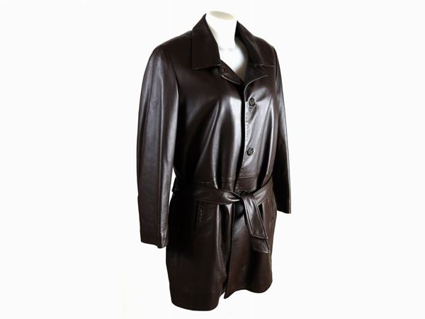 Brown Leather Man Coat