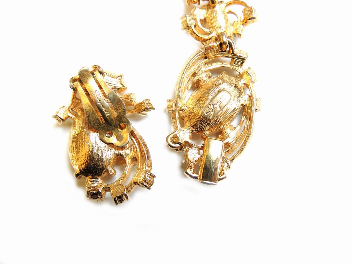 Parure Schiaparelli in Metallo Dorato e Strass