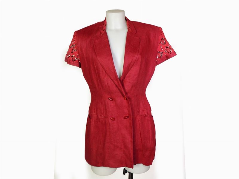 Tailleur in Lino Bordeaux, Alberta Ferretti