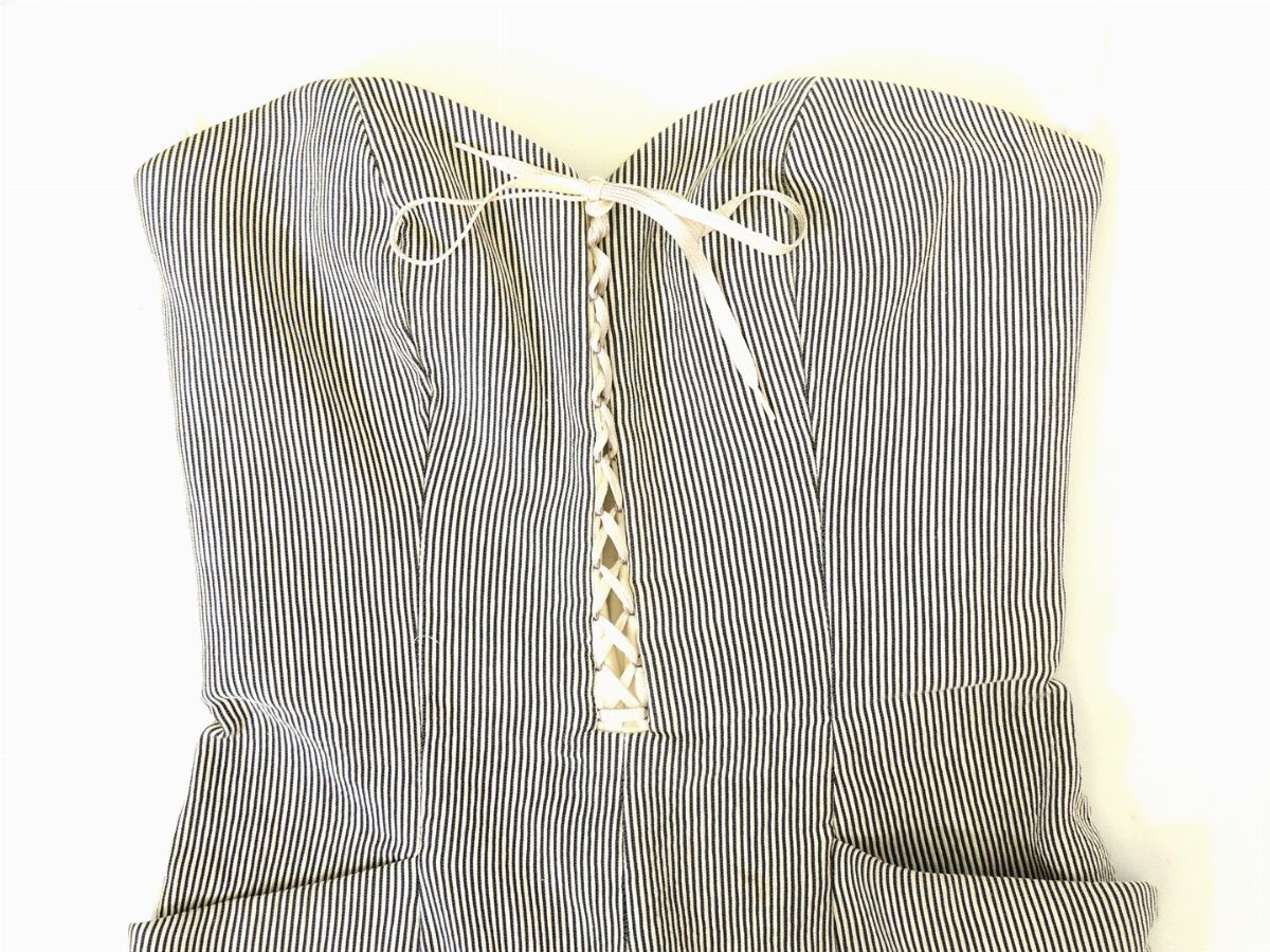 Tuta in Cotone Gessato Bianco e Nero, Alberta Ferretti