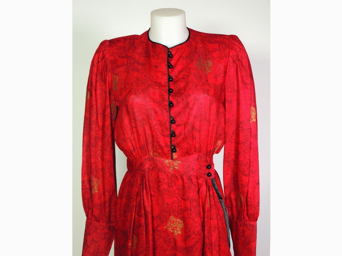 Abito in Cotone Rosso, Ungaro