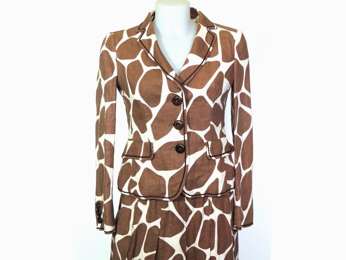 Tailleur in Cotone Beige e Marrone, Cheap And Chic By Moschino