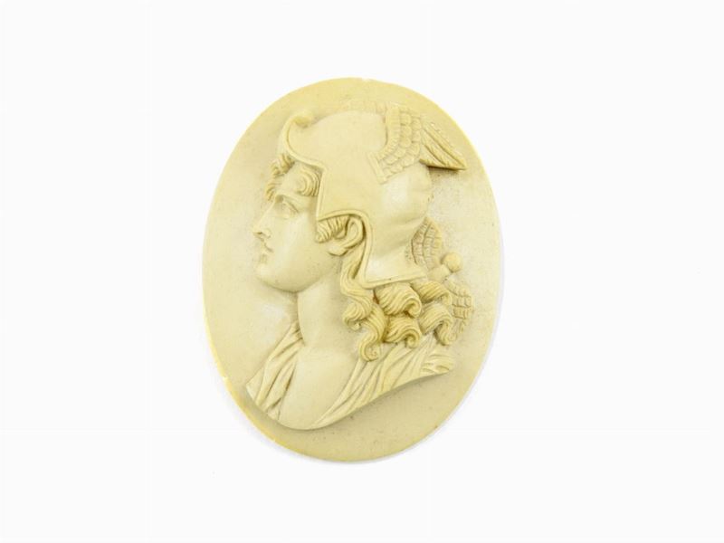 Cammeo in Pietra Lavica Raffigurante la Testa Elmata di Mercurio
