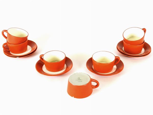 A Set of Six Richard Ginori San Cristoforo Glazed Pottery Teacups  (Milan, 1934)  - Auction Furniture and Paintings from a House in Val d'Elsa / A Collection of Modern and Contemporary Art - Lots 304-590 - II - Maison Bibelot - Casa d'Aste Firenze - Milano