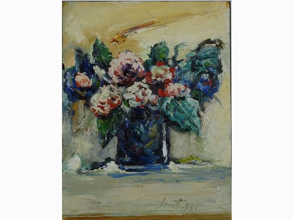 Sergio Scatizzi : Flowers  ((1918-2009))  - Auction Furniture and Paintings from a House in Val d'Elsa / A Collection of Modern and Contemporary Art - Lots 304-590 - II - Maison Bibelot - Casa d'Aste Firenze - Milano