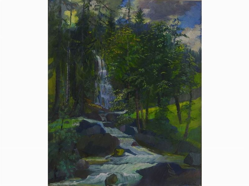 Gaetano Spinelli - Paesaggio con Cascata