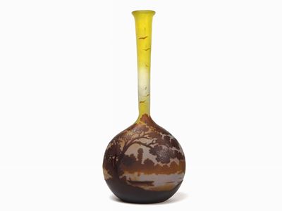 Vaso Soliflore in Vetro Lavorato All'acido a Cammeo 1904 Circa